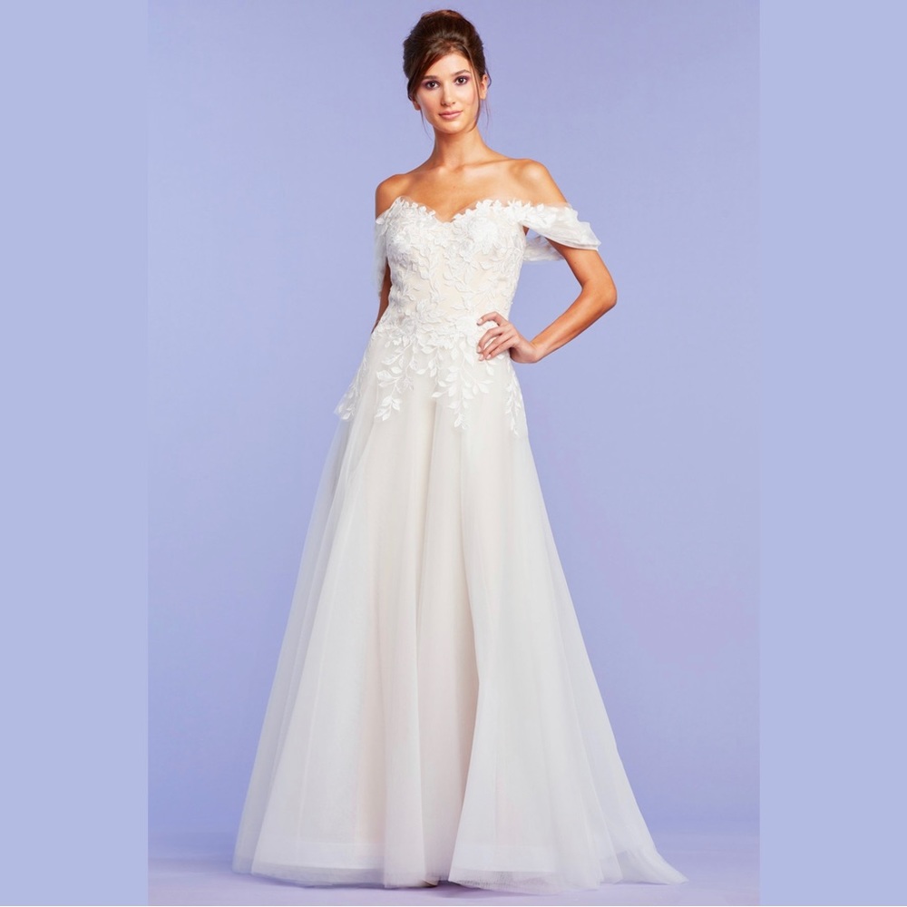 TADASHI SHOJI - PIERCE OFF-SHOULDER EMBROIDERED GOWN